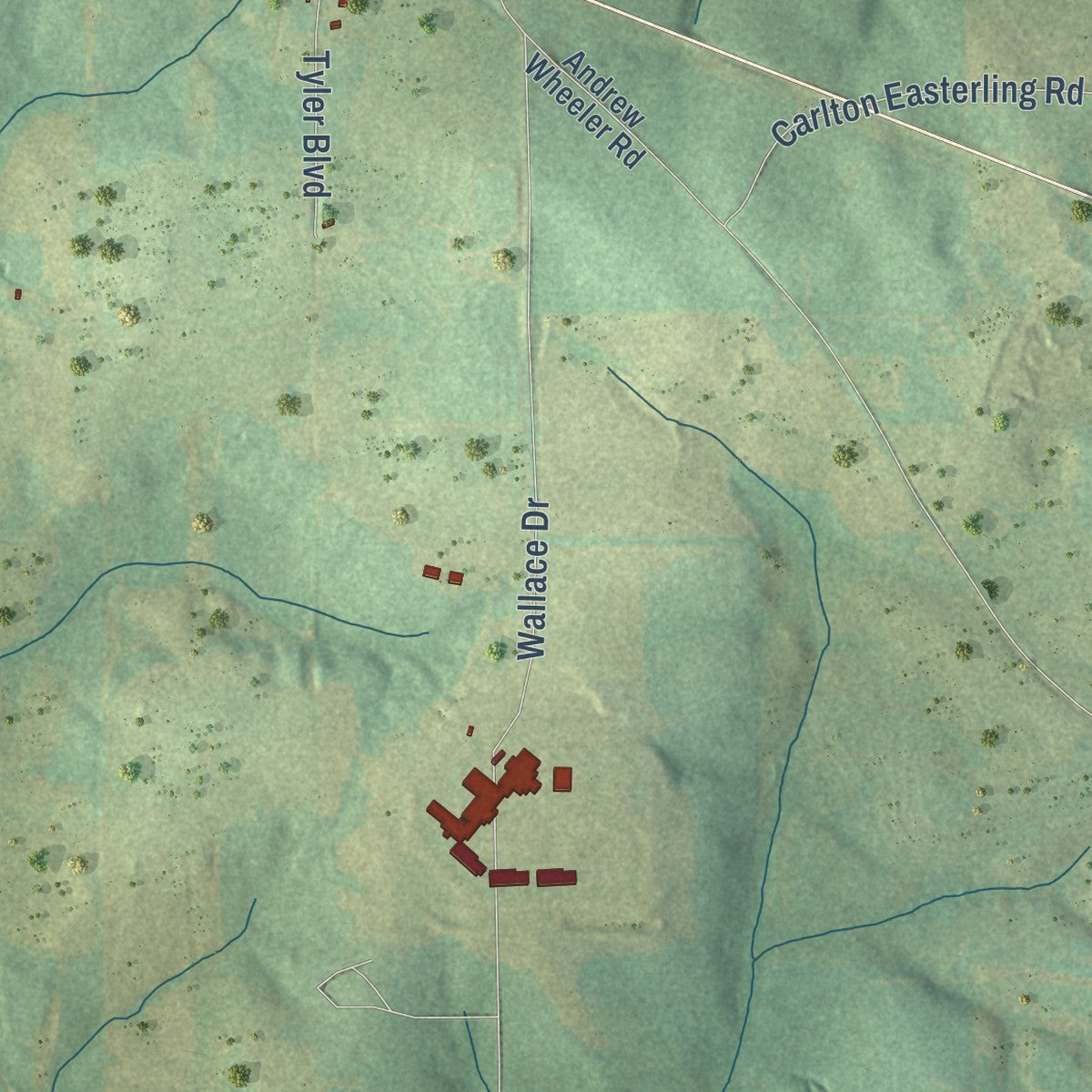 Second close-up of the map of Clio, Alabama print showing more streets and buildings
