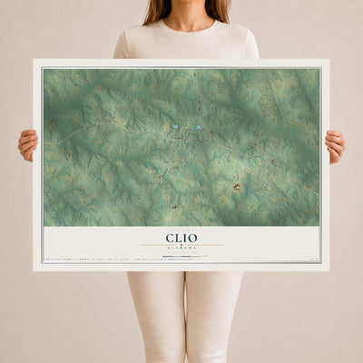 Map of Clio, Alabama, 24 x 36 inch unframed archival matte print
