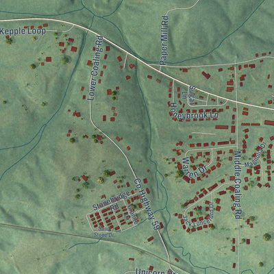 Close-up of the map of Coaling, Alabama print showing street and building detail