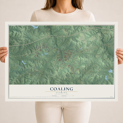 Map of Coaling, Alabama, 18 x 24 inch unframed archival matte print