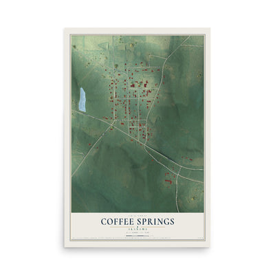 Map of Coffee Springs, Alabama, 12 x 18 inch unframed archival matte print
