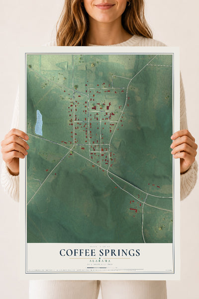 Map of Coffee Springs, Alabama, 18 x 24 inch unframed archival matte print