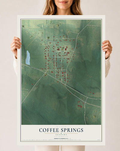 Map of Coffee Springs, Alabama, 24 x 36 inch unframed archival matte print