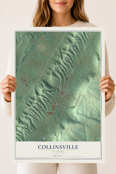 Map of Collinsville, Alabama, 18 x 24 inch unframed archival matte print