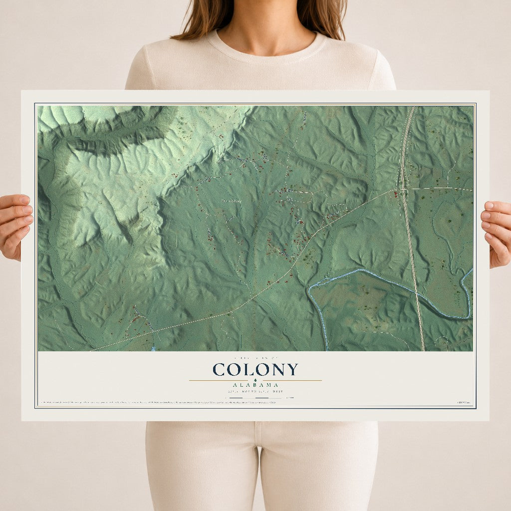 Map of Colony, Alabama, 18 x 24 inch unframed archival matte print