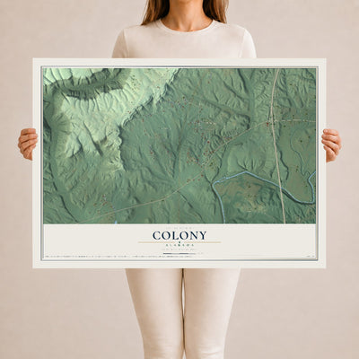 Map of Colony, Alabama, 24 x 36 inch unframed archival matte print