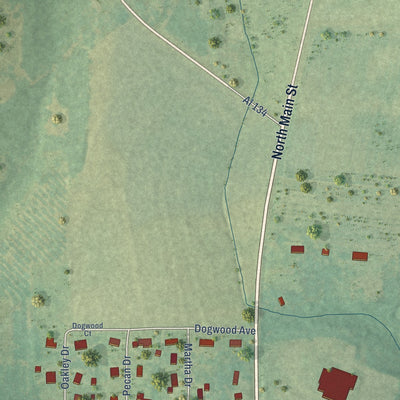 Second close-up of the map of Columbia, Alabama print showing more streets and buildings