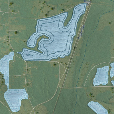 Second close-up of the map of Coosada, Alabama print showing more streets and buildings
