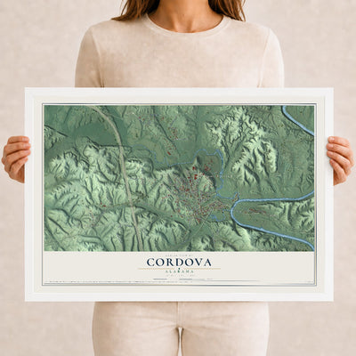 Map of Cordova, Alabama, 12 x 18 inch print in a white wood frame