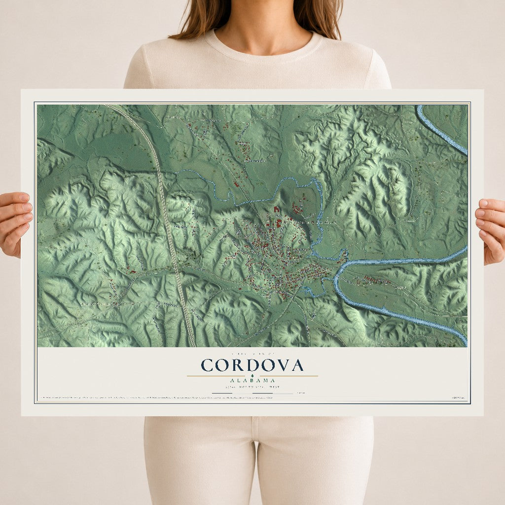 Map of Cordova, Alabama, 18 x 24 inch unframed archival matte print