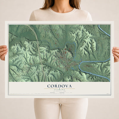 Map of Cordova, Alabama, 18 x 24 inch unframed archival matte print