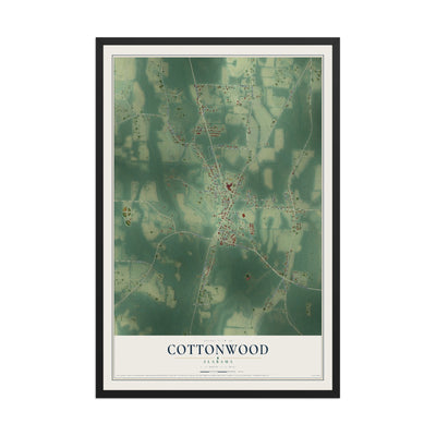 Map of Cottonwood, Alabama, 12 x 18 inch print in a black wood frame