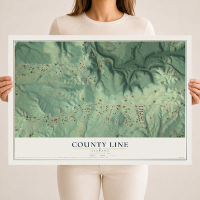 Map of County Line, Alabama, 18 x 24 inch unframed archival matte print
