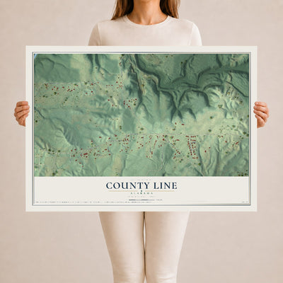 Map of County Line, Alabama, 24 x 36 inch unframed archival matte print
