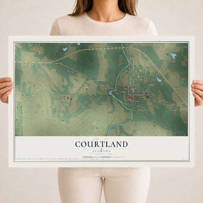 Map of Courtland, Alabama, 18 x 24 inch unframed archival matte print