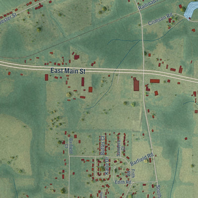 Close-up of the map of Cowarts, Alabama print showing street and building detail