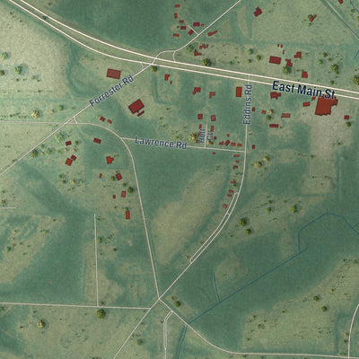 Second close-up of the map of Cowarts, Alabama print showing more streets and buildings