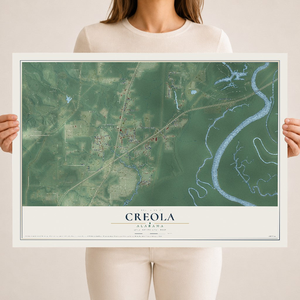 Map of Creola, Alabama, 18 x 24 inch unframed archival matte print
