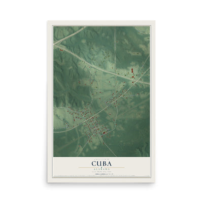Map of Cuba, Alabama, 12 x 18 inch unframed archival matte print