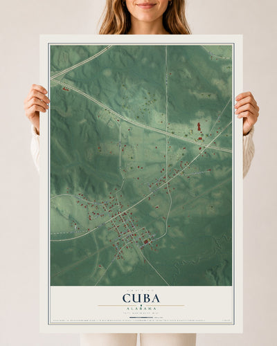 Map of Cuba, Alabama, 24 x 36 inch unframed archival matte print