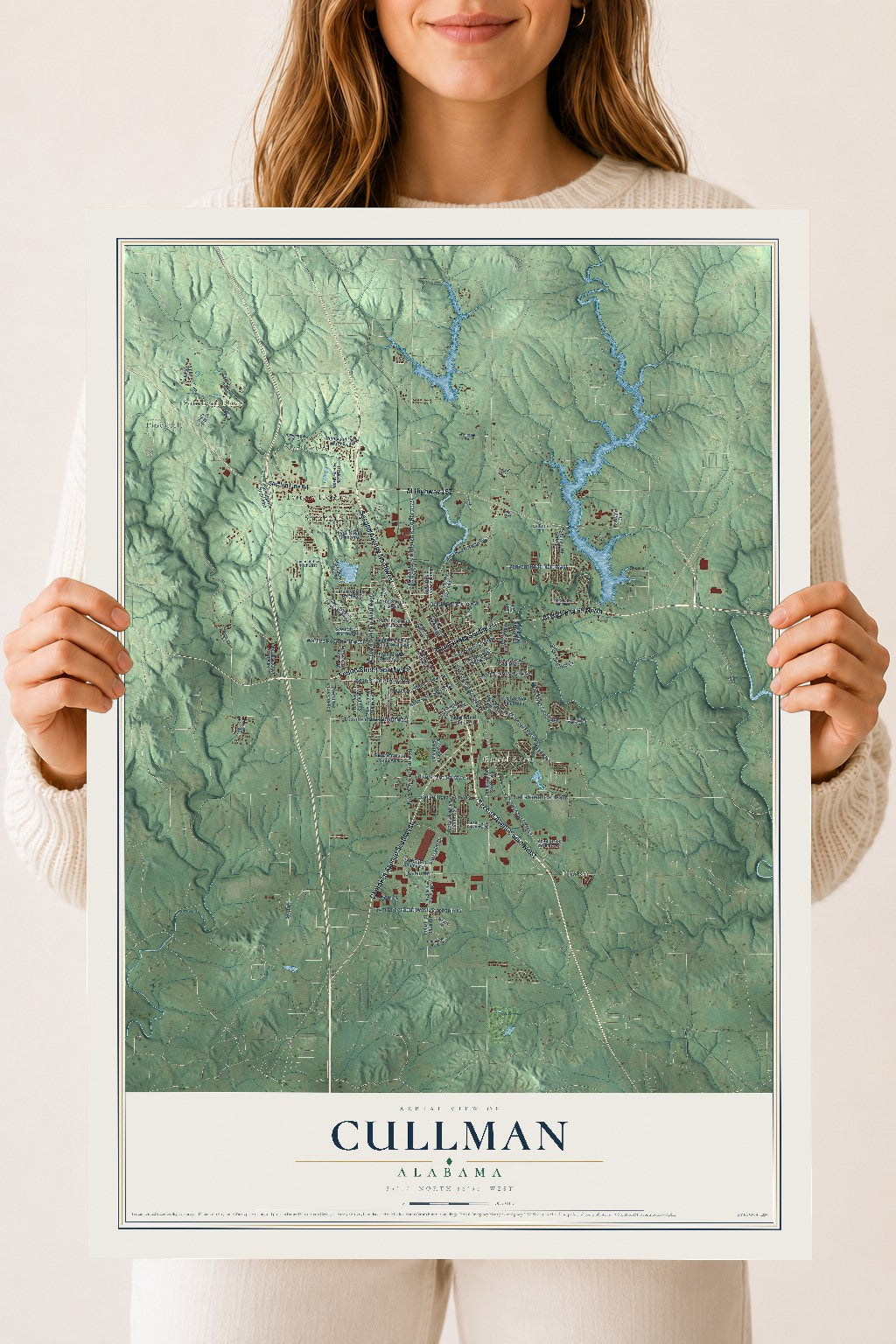 Map of Cullman, Alabama, 18 x 24 inch unframed archival matte print