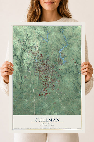 Map of Cullman, Alabama, 18 x 24 inch unframed archival matte print