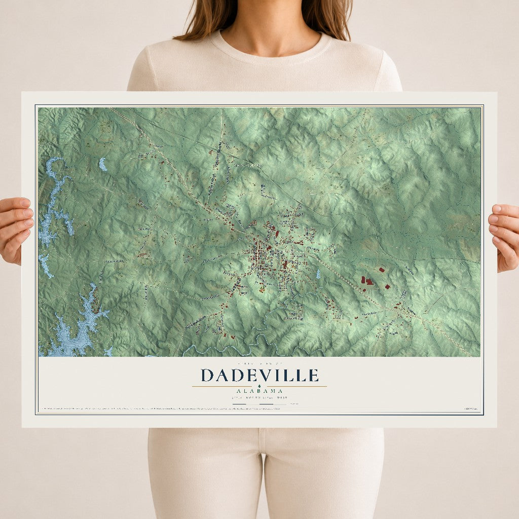 Map of Dadeville, Alabama, 18 x 24 inch unframed archival matte print