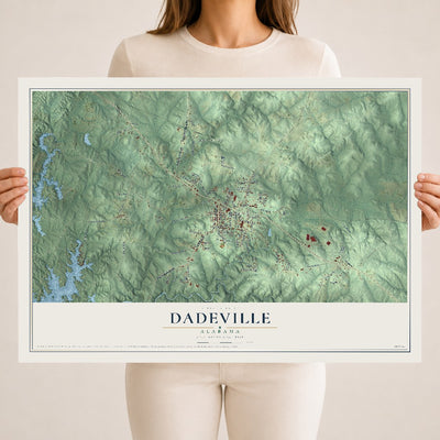 Map of Dadeville, Alabama, 18 x 24 inch unframed archival matte print