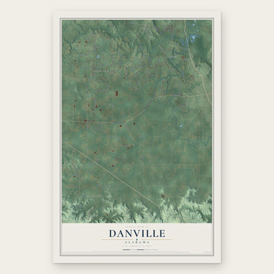 Danville, Alabama map print, the full design