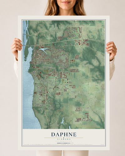 Map of Daphne, Alabama, 24 x 36 inch unframed archival matte print