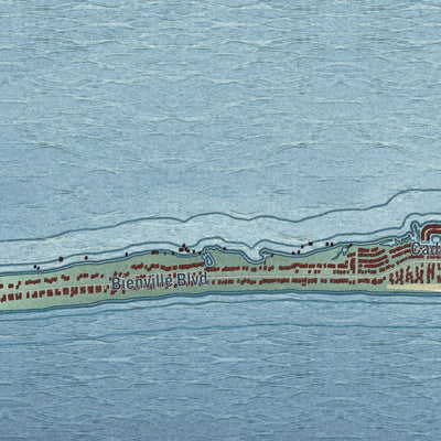 Second close-up of the map of Dauphin Island, Alabama print showing more streets and buildings