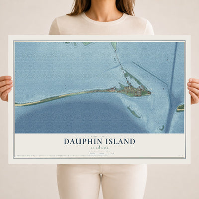 Map of Dauphin Island, Alabama, 18 x 24 inch unframed archival matte print