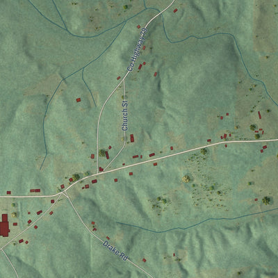Close-up of the map of Daviston, Alabama print showing street and building detail