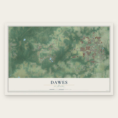 Dawes, Alabama map print, the full design
