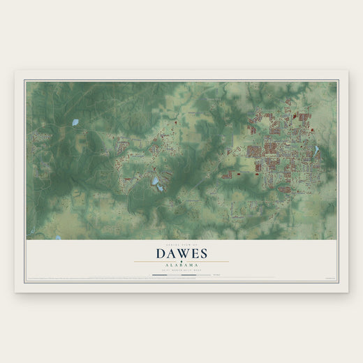 Dawes, Alabama map print, the full design