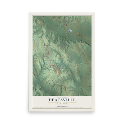 Map of Deatsville, Alabama, 12 x 18 inch unframed archival matte print