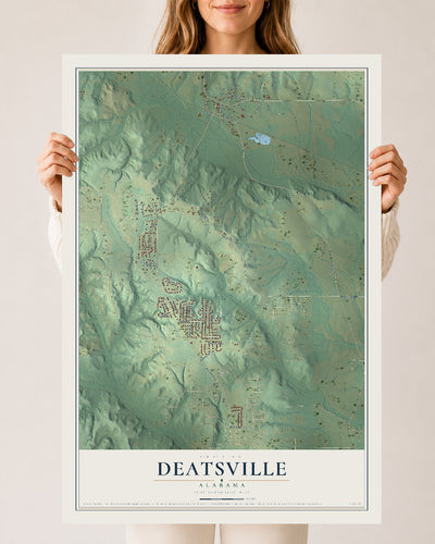 Map of Deatsville, Alabama, 24 x 36 inch unframed archival matte print