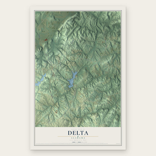 Delta, Alabama map print, the full design