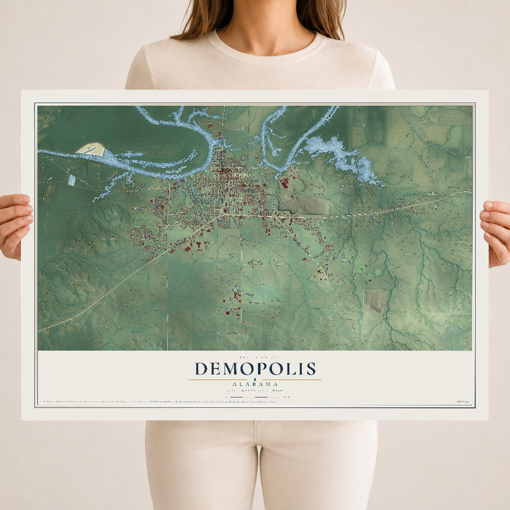 Map of Demopolis, Alabama, 18 x 24 inch unframed archival matte print