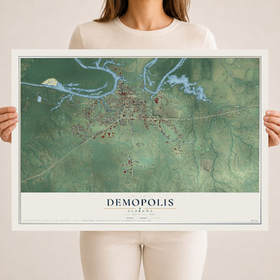 Map of Demopolis, Alabama, 18 x 24 inch unframed archival matte print