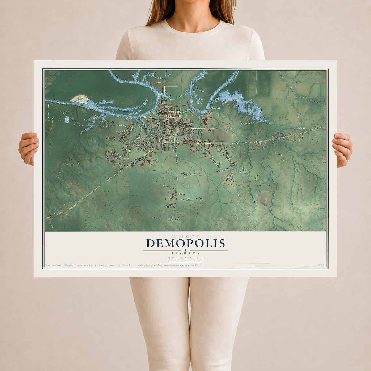 Map of Demopolis, Alabama, 24 x 36 inch unframed archival matte print