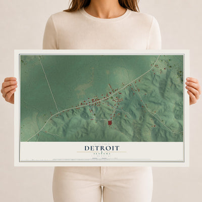 Map of Detroit, Alabama, 12 x 18 inch unframed archival matte print