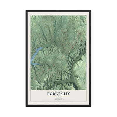Map of Dodge City, Alabama, 12 x 18 inch print in a black wood frame