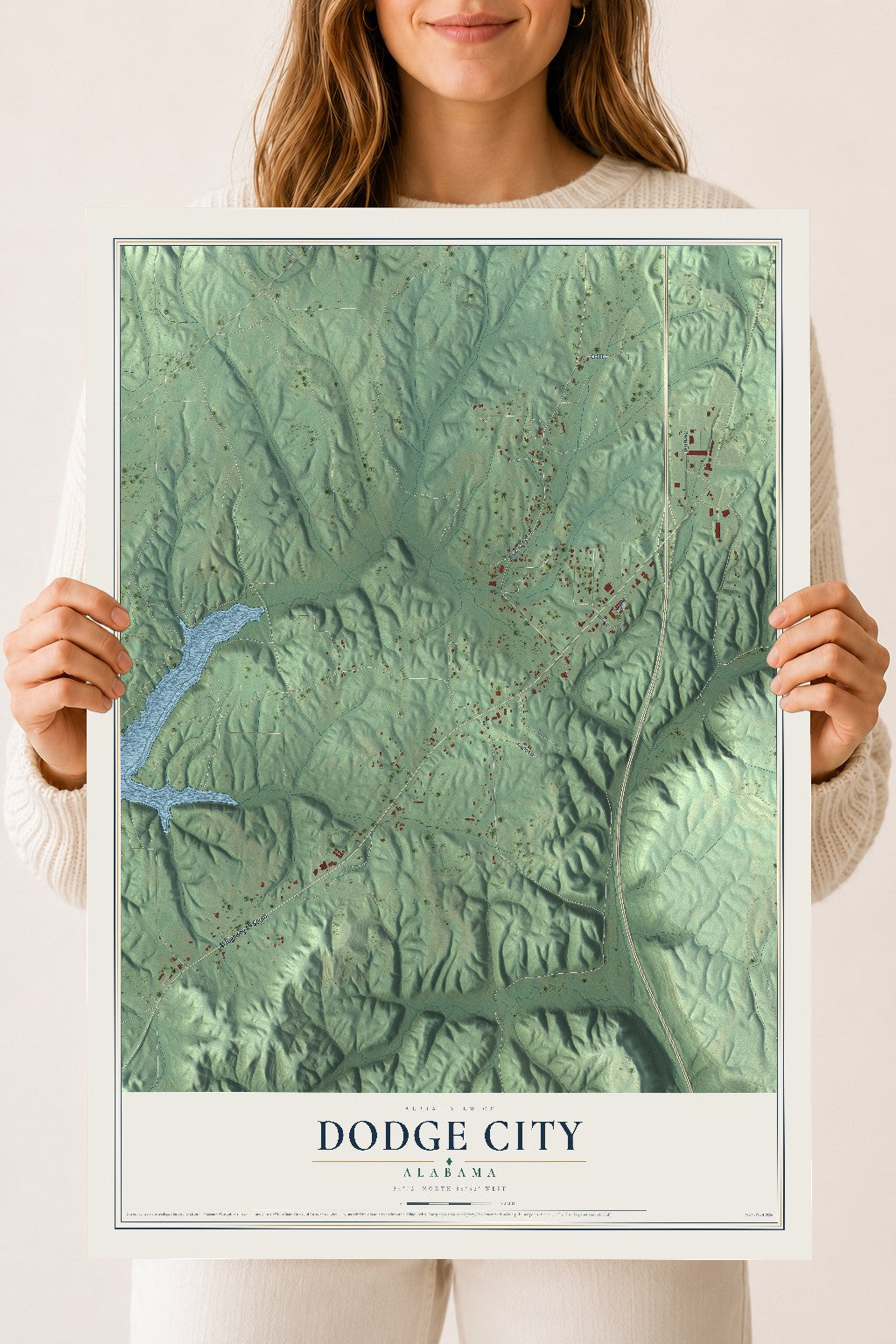 Map of Dodge City, Alabama, 18 x 24 inch unframed archival matte print