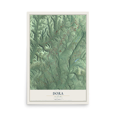 Map of Dora, Alabama, 12 x 18 inch unframed archival matte print
