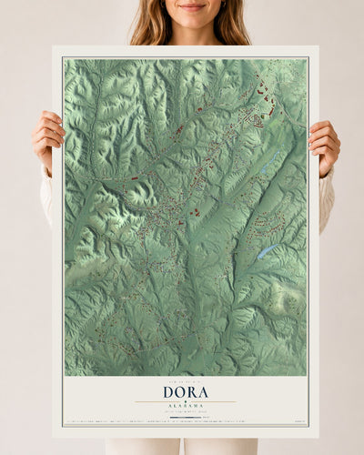 Map of Dora, Alabama, 24 x 36 inch unframed archival matte print