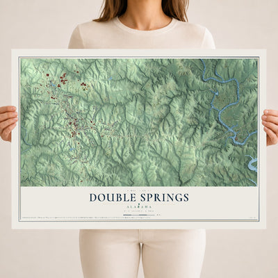 Map of Double Springs, Alabama, 18 x 24 inch unframed archival matte print