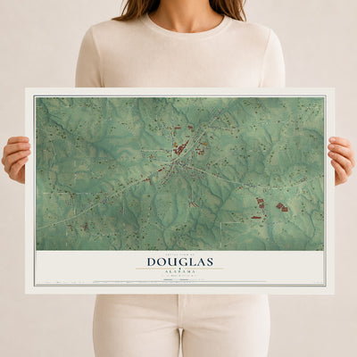 Map of Douglas, Alabama, 12 x 18 inch unframed archival matte print