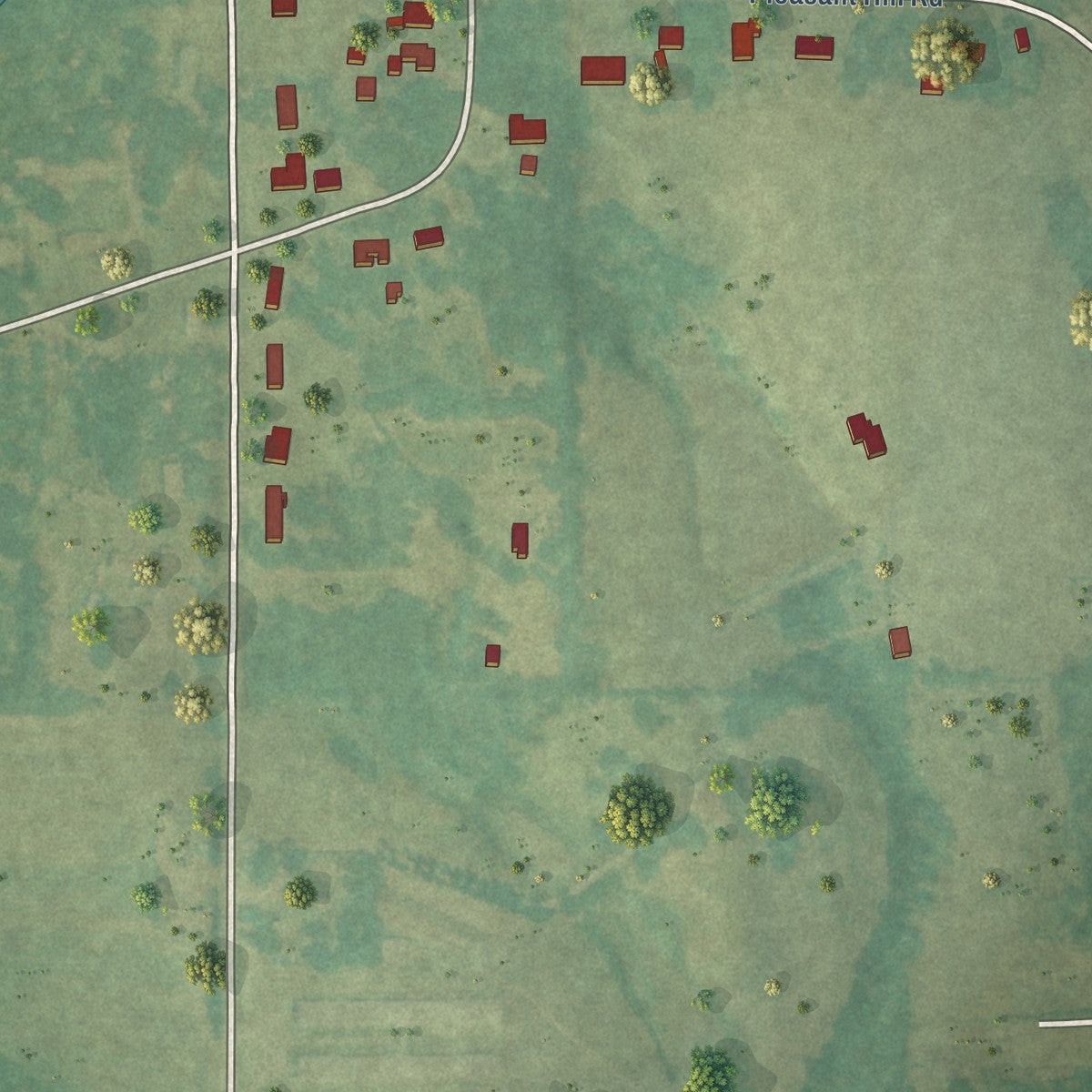 Second close-up of the map of Dutton, Alabama print showing more streets and buildings
