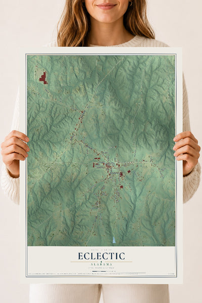 Map of Eclectic, Alabama, 18 x 24 inch unframed archival matte print